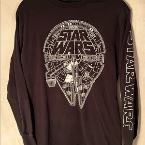Star Wars Millennium Falcon Long Sleeve Black T-Shirt  Sz Small.